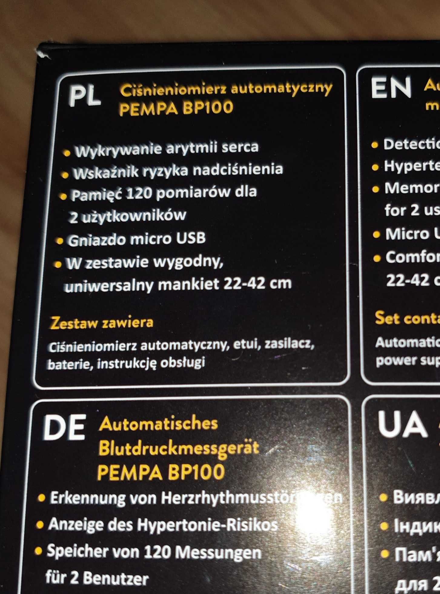 Ciśnieniomierz automatyczny PEMPA BP100