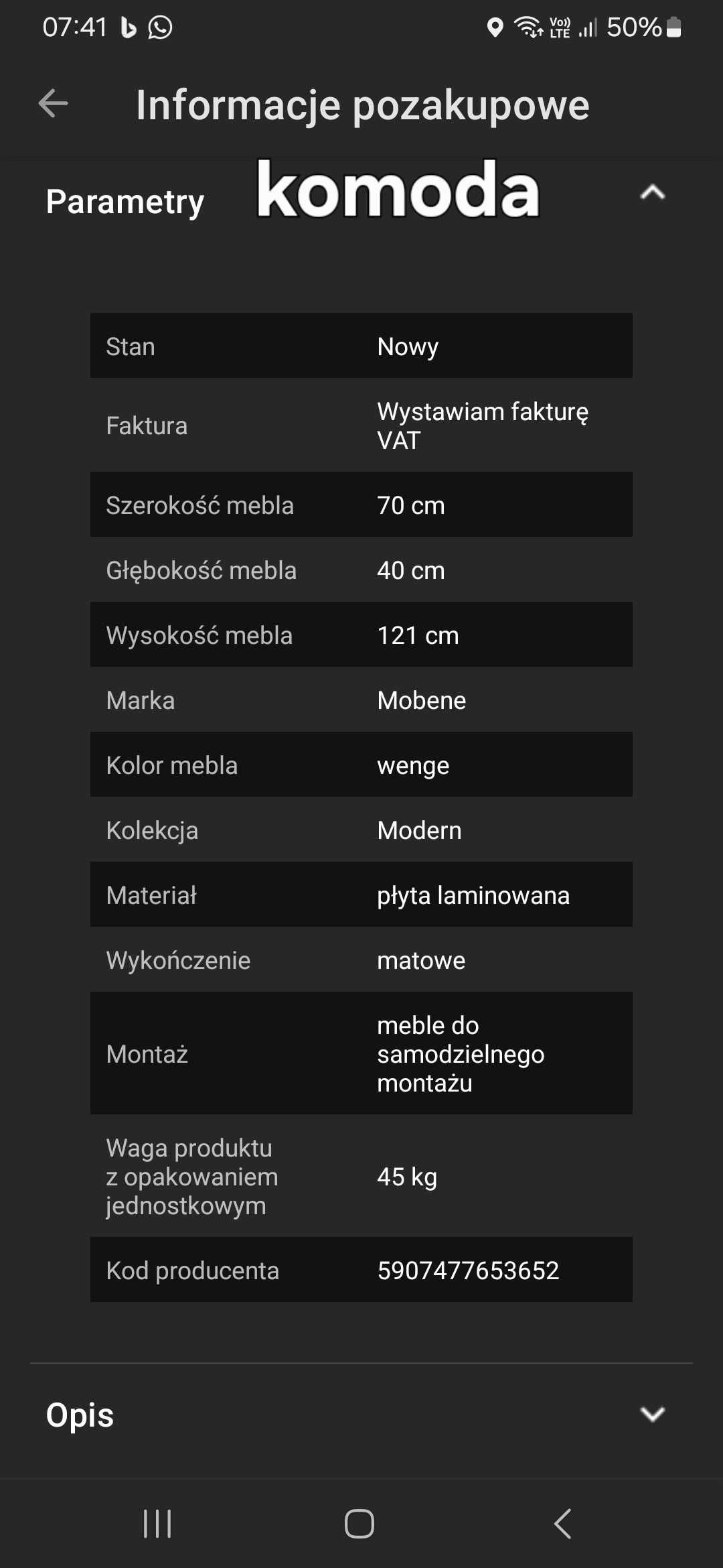 Komoda i biurko narozne