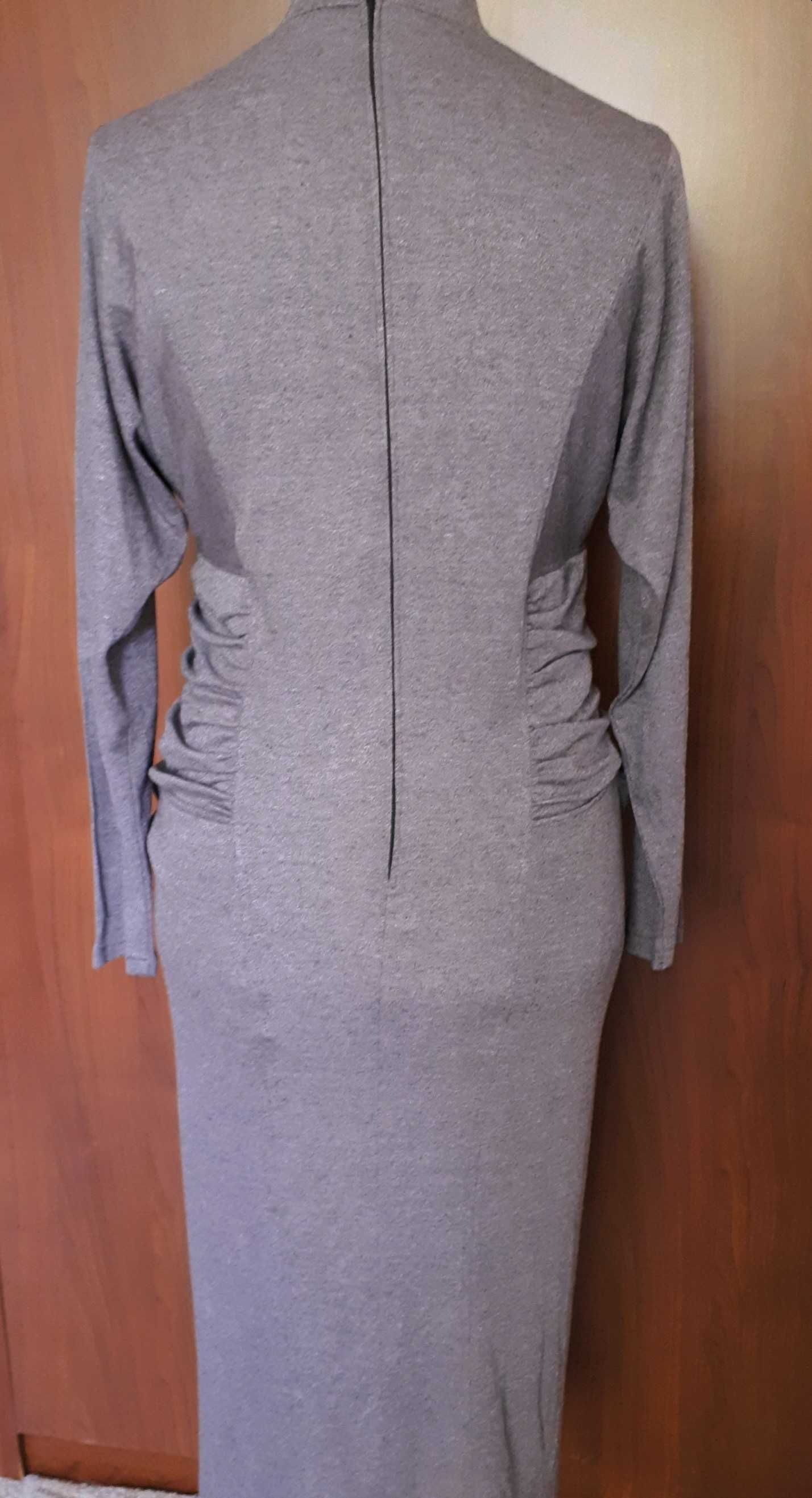 elegancka sukienka midi z długim rękawem M/L