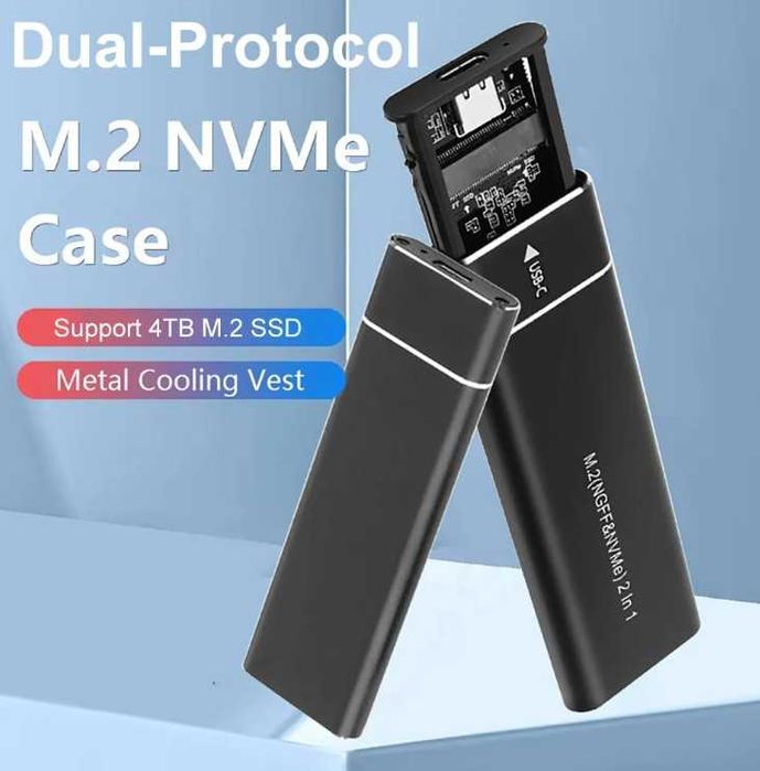 Adaptador M.2 NVME e SATA 10Gbps USB 3.1 TipoC