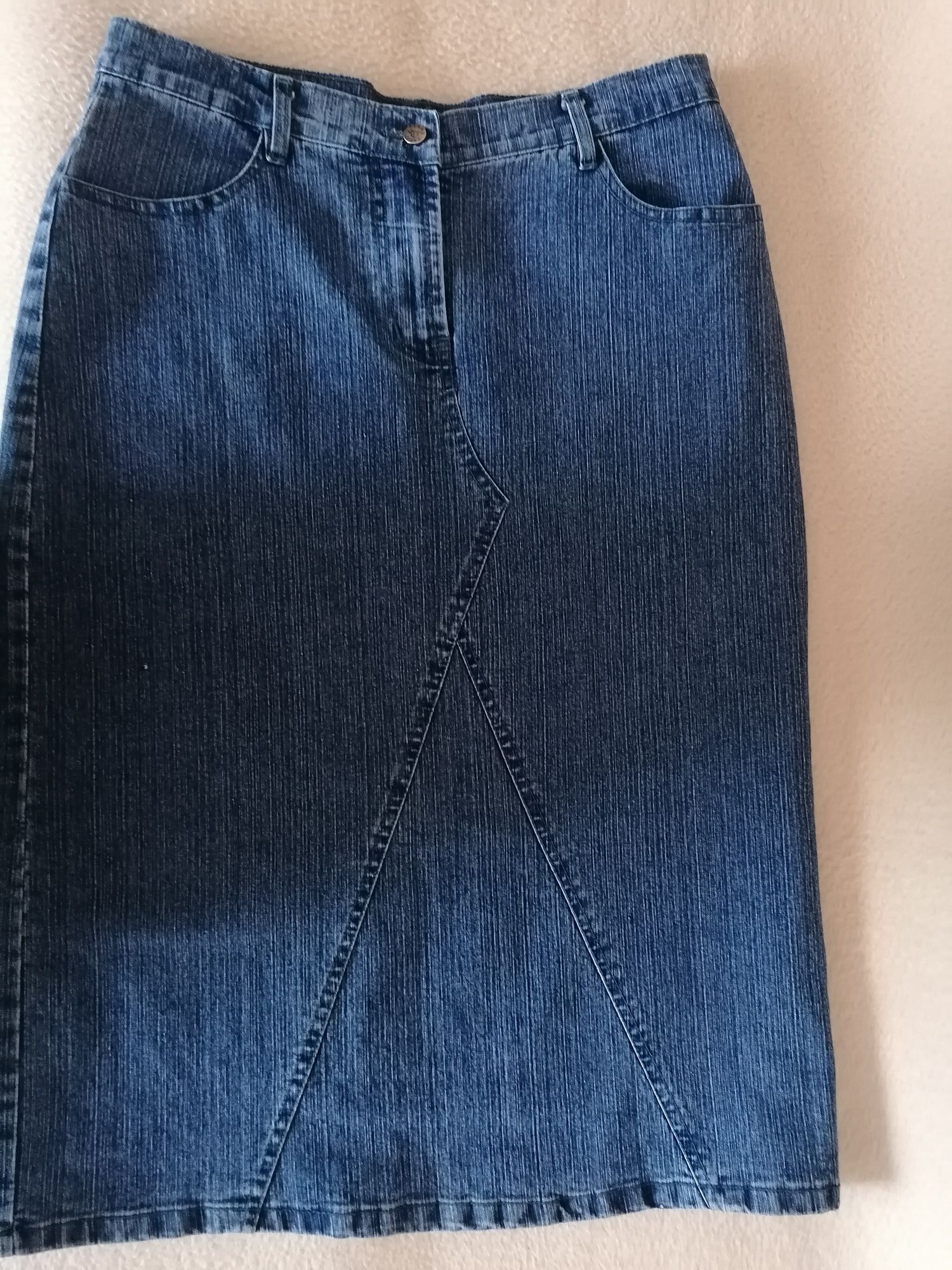 JAK NOWA spódnica dżinsowa midi XL z kieszeniami