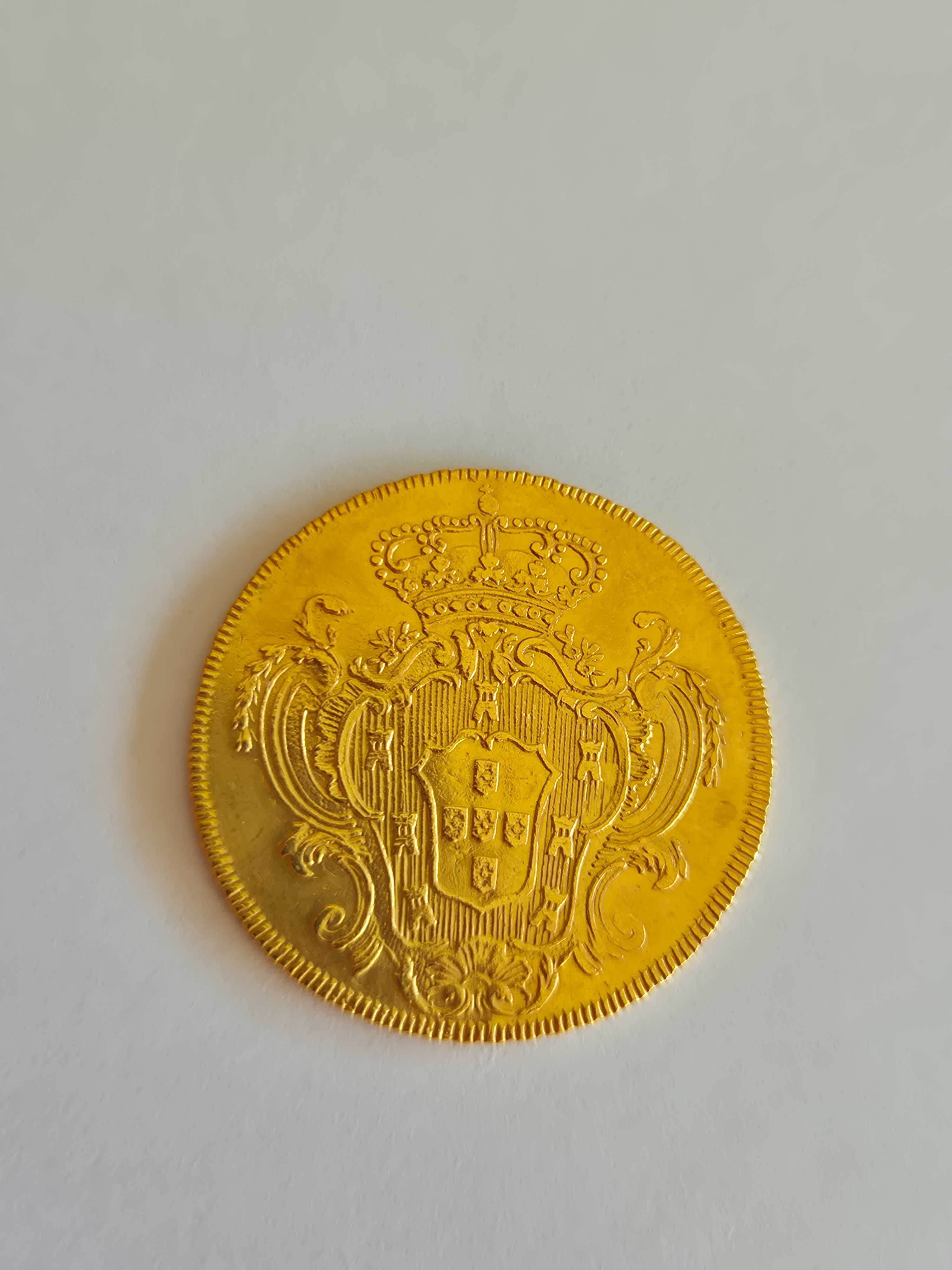 Moeda ouro D. Maria I e D Pedro III-6.400 Réis Baia