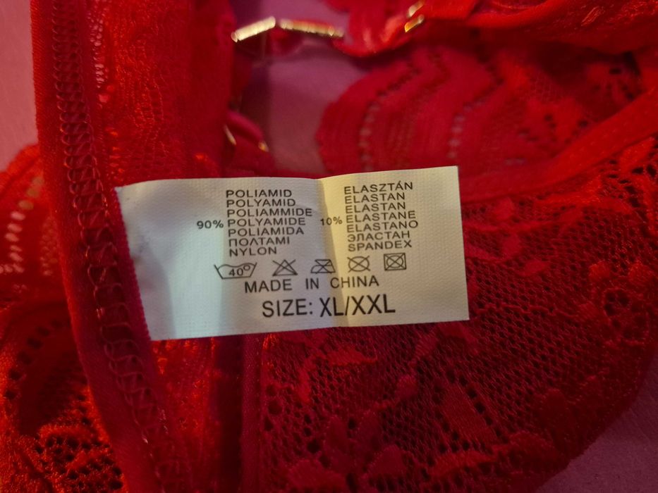 Komplet czerwonej koronkowej bielizny NOWY, XL
