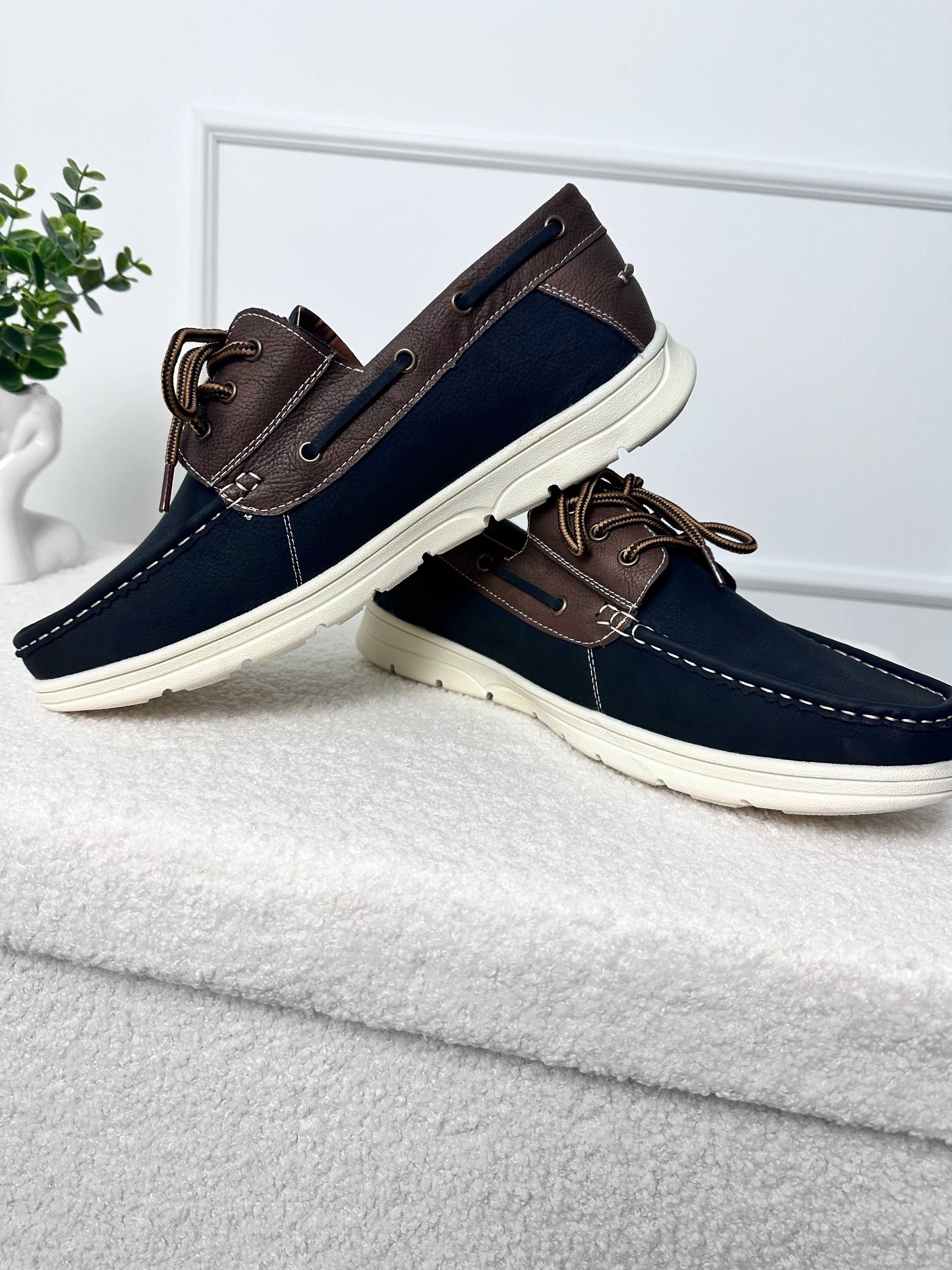 Buty męskie mokasyny półbuty sznurowane 39 do 45