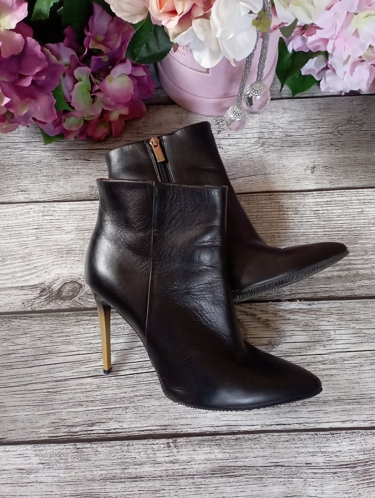 Czarne eleganckie botki Ryłko Estima 38 skóra naturalna