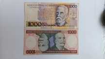 2 notas de 1000 cruzados e 1000 cruzeiros.