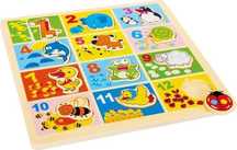 Drewniane Puzzle Zoo Nauka Liczenia Zestaw