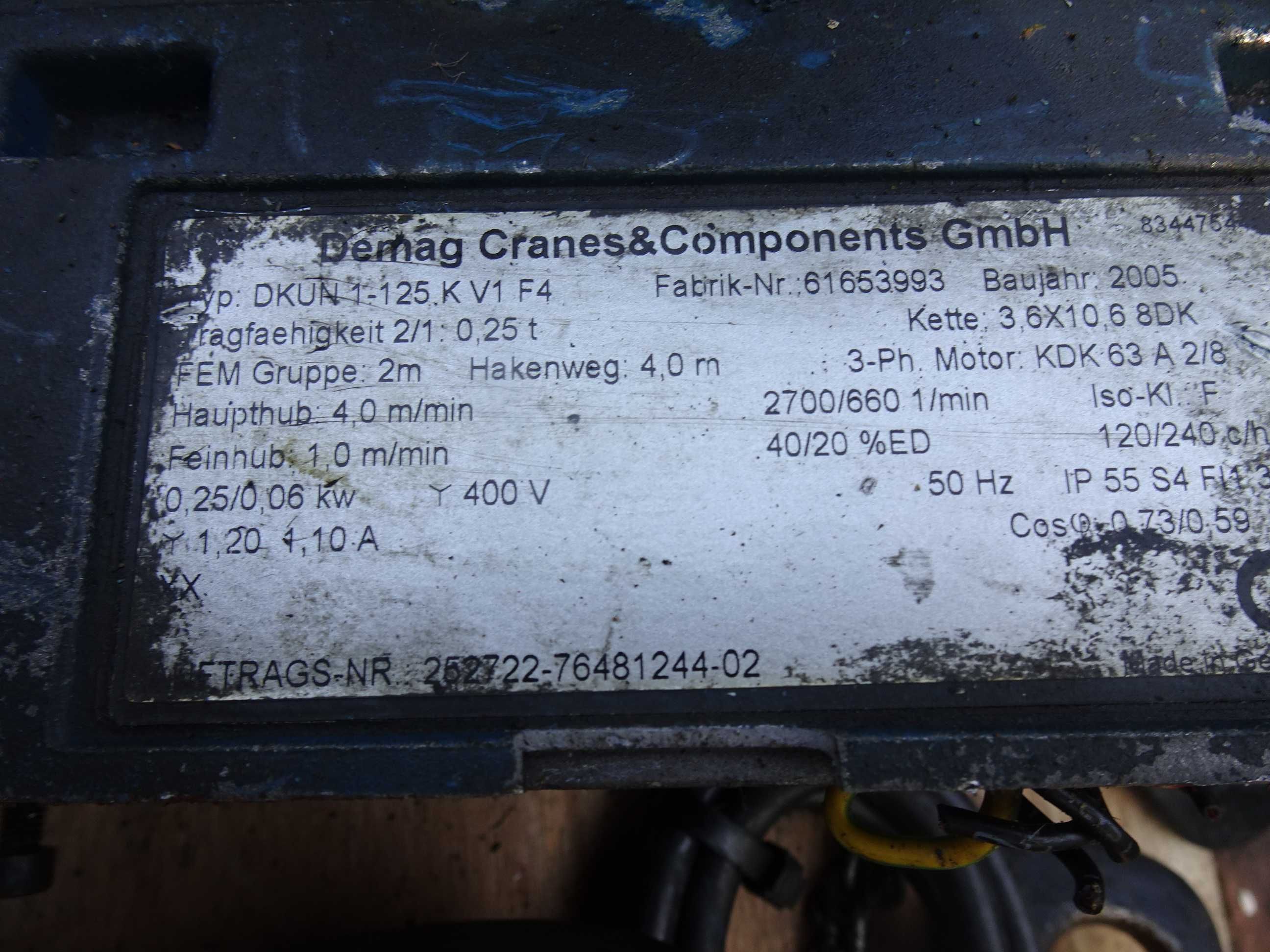 elektrowciąg łańcuchowy demag wciągarka 250kg  500kg uszkodzone