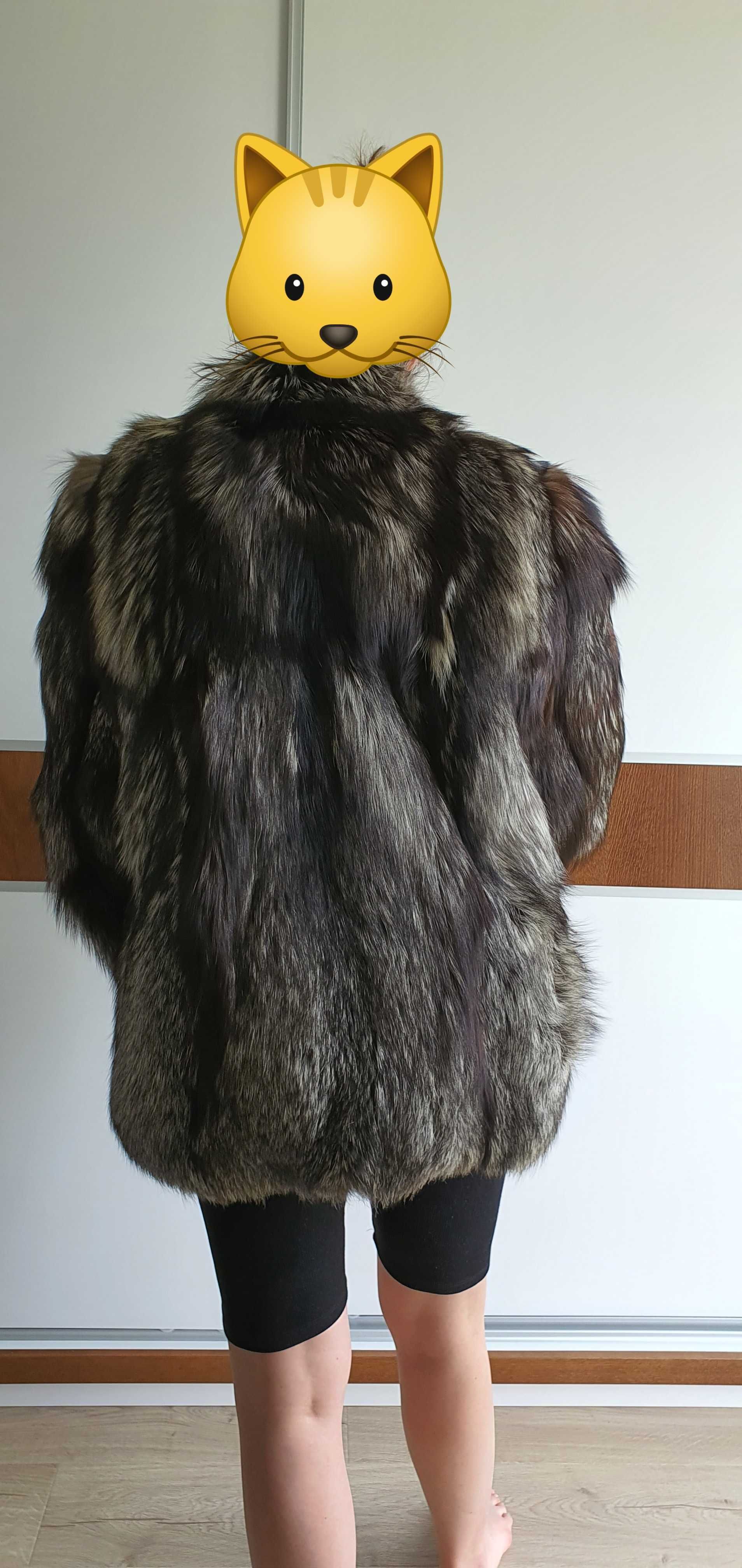 Futro z srebrnych lisów - naturalne - damskie XL/42