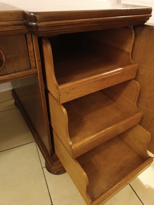 Antyczne stare dębowe biurko + fotel/ krzesło antyk, zestaw, stylowe