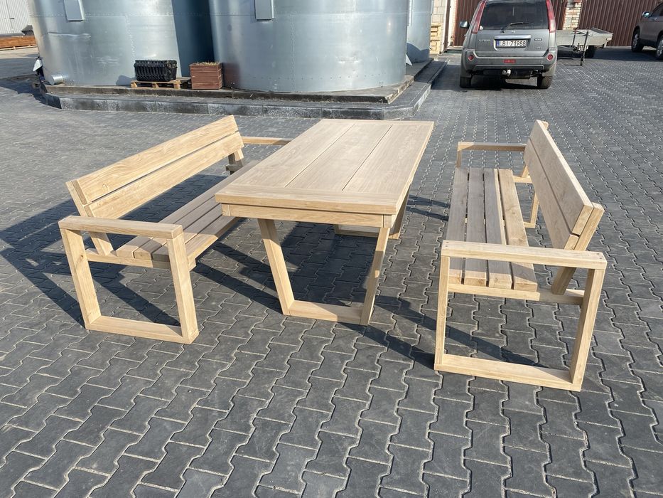 Stół z ławkami dąb komplet