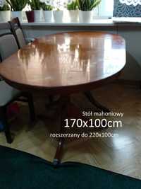 Stół owalny mahoniowy rozkładany 170x100 angielski