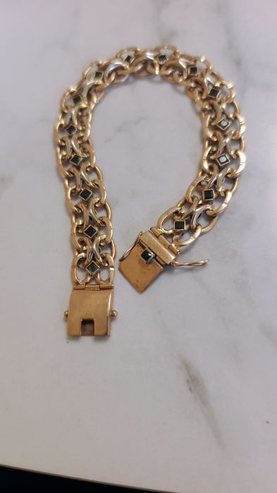 Золотий браслет 23 см 585 проби з камнямии