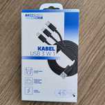 Kabel USB 3 w 1 . Typ-c micro lightning 120cm