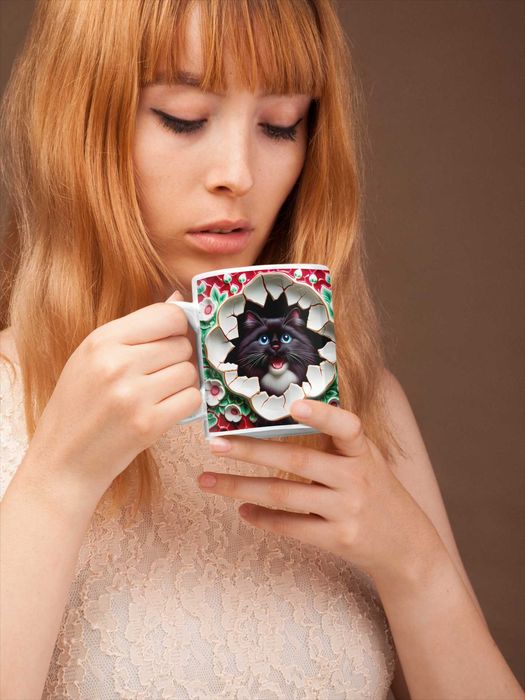 Kubek Kot Z Kotem Dla Kociary Piękny Kolorowy Kubek 330ml Prezent