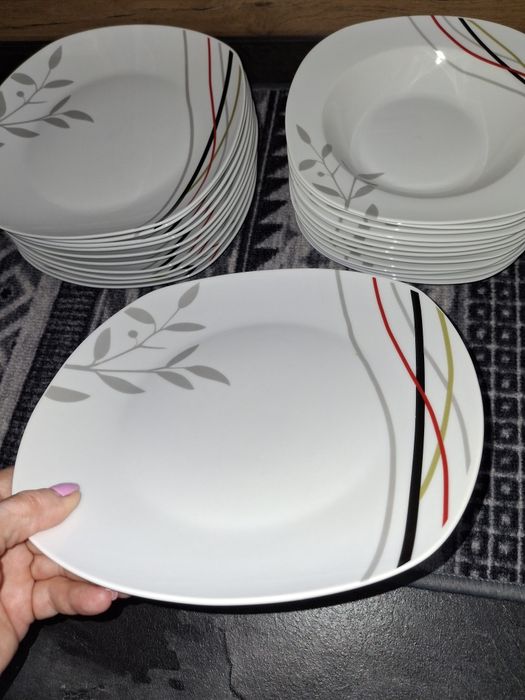 Zestaw obiadowy piękne talerze 34szt. Casa Moderna