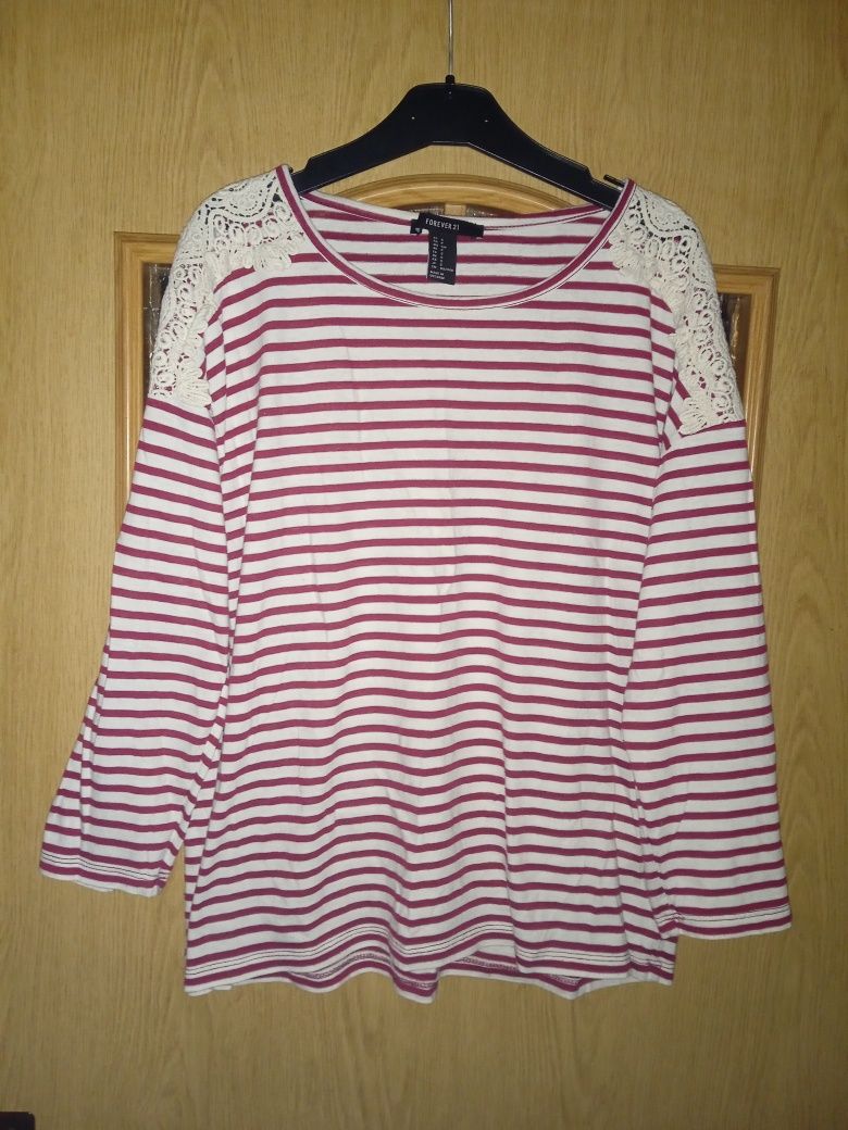 Bluzka Rękaw 3/4 Paski Forever21