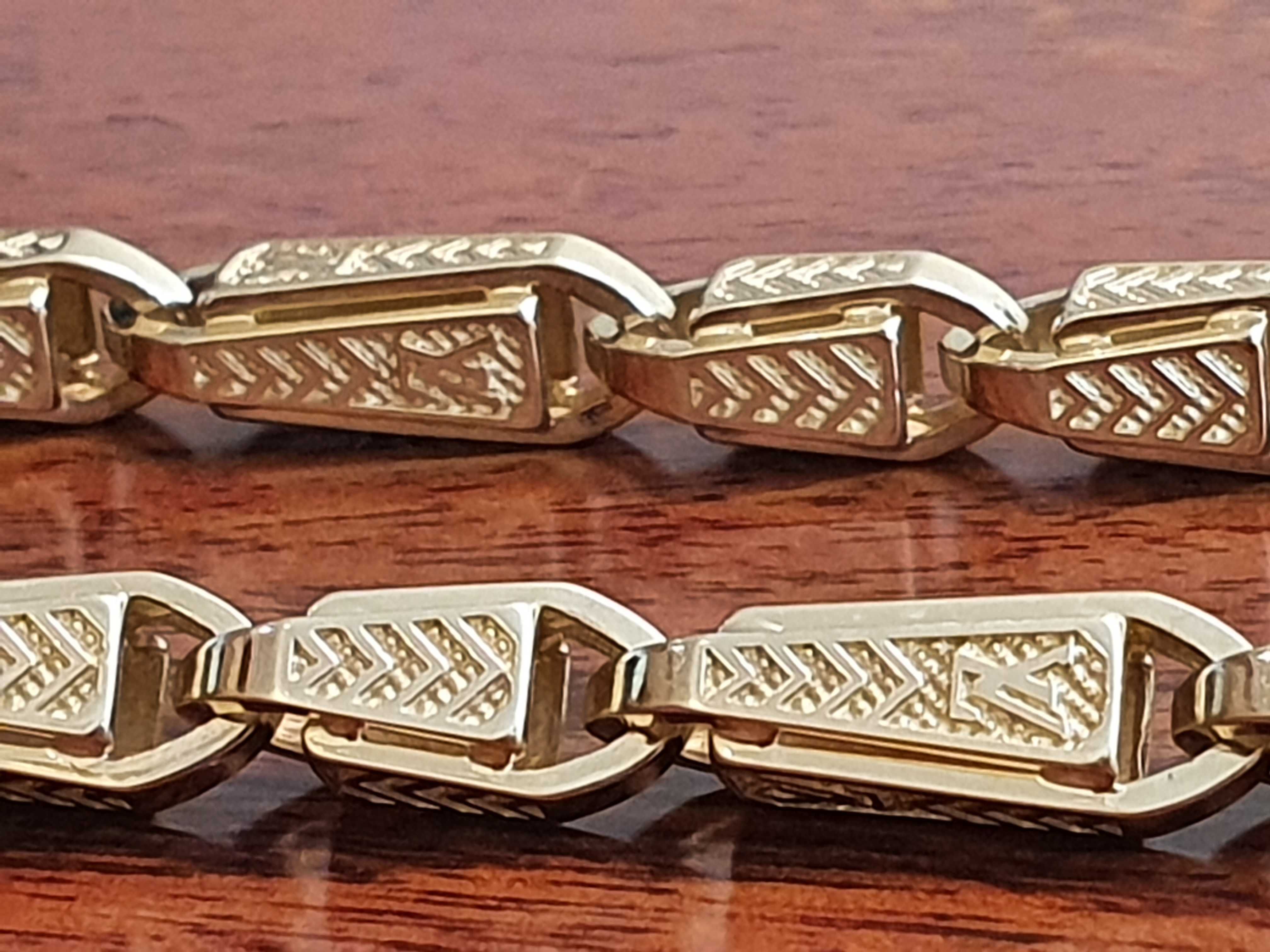 Złoty Łańcuch-130gr+KRZYŻ Z DIAMENTAMI-30szt-Złoty łańcuszek męski 585