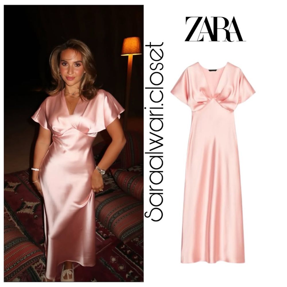 Рожева сатинова сукня сатинове рожеве плаття платье Zara M