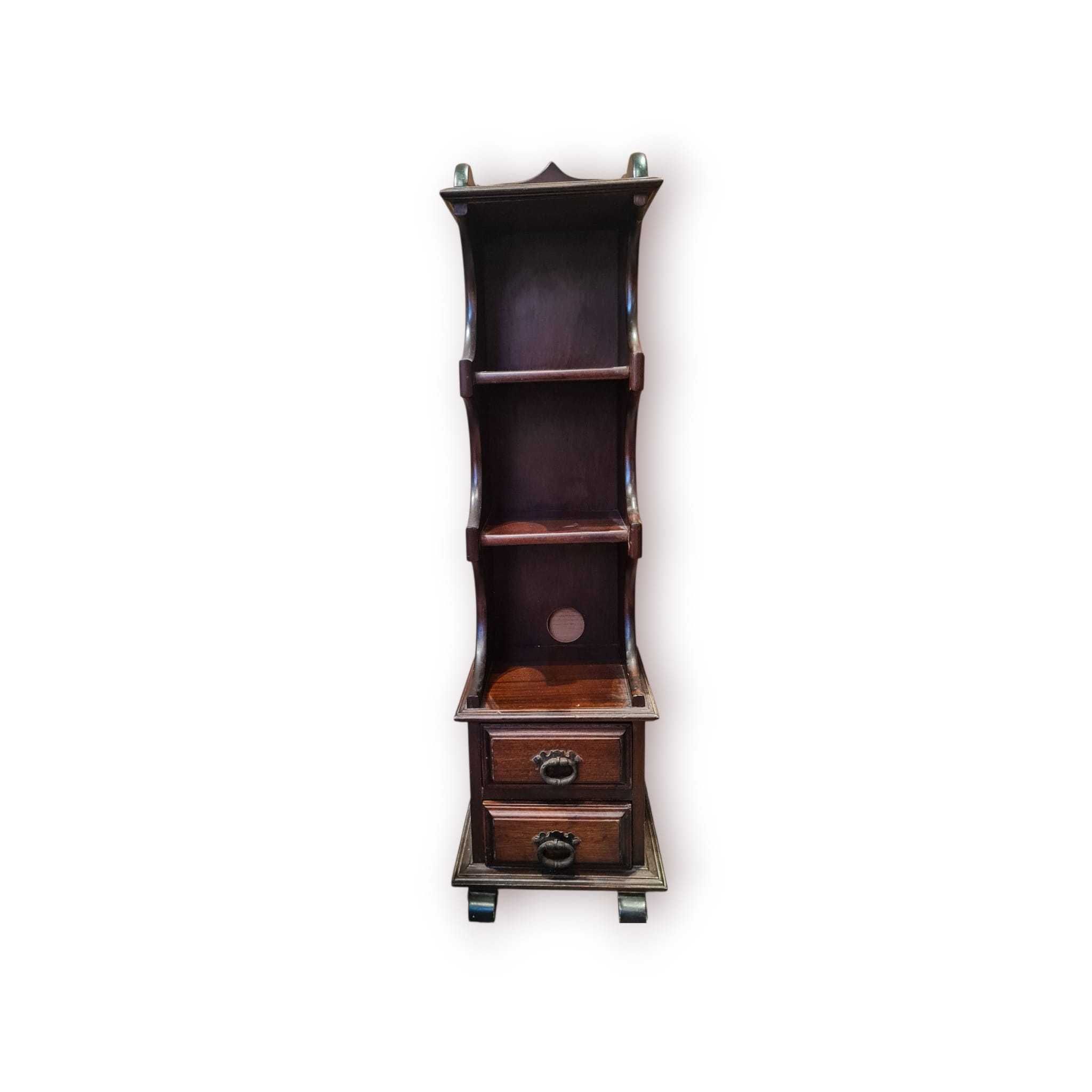 Estante/Armário Antigo Madeira – 107×31 cm – 3 Prateleiras + 2 Gavetas