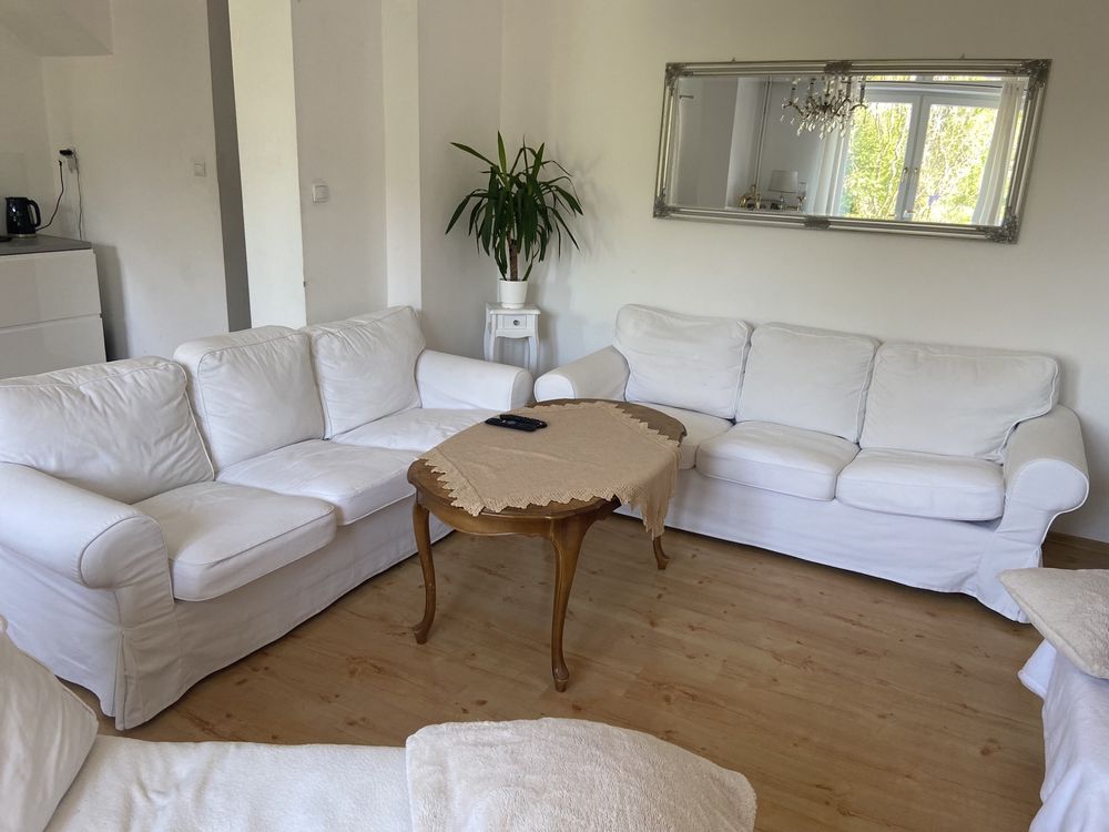 Kpl ikea jedna sofa  szelong i pufa