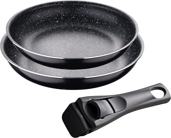 Conjunto de frigideiras e panelas com pega removível - alumínio prensa