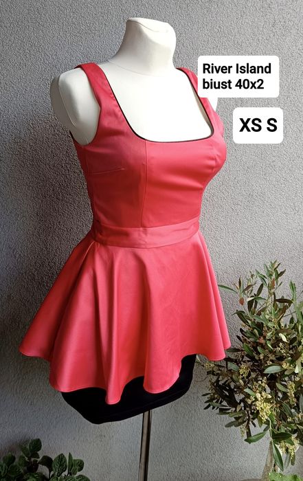 River Island sukienka dress red S M biust 40x2 awangarda baskinka