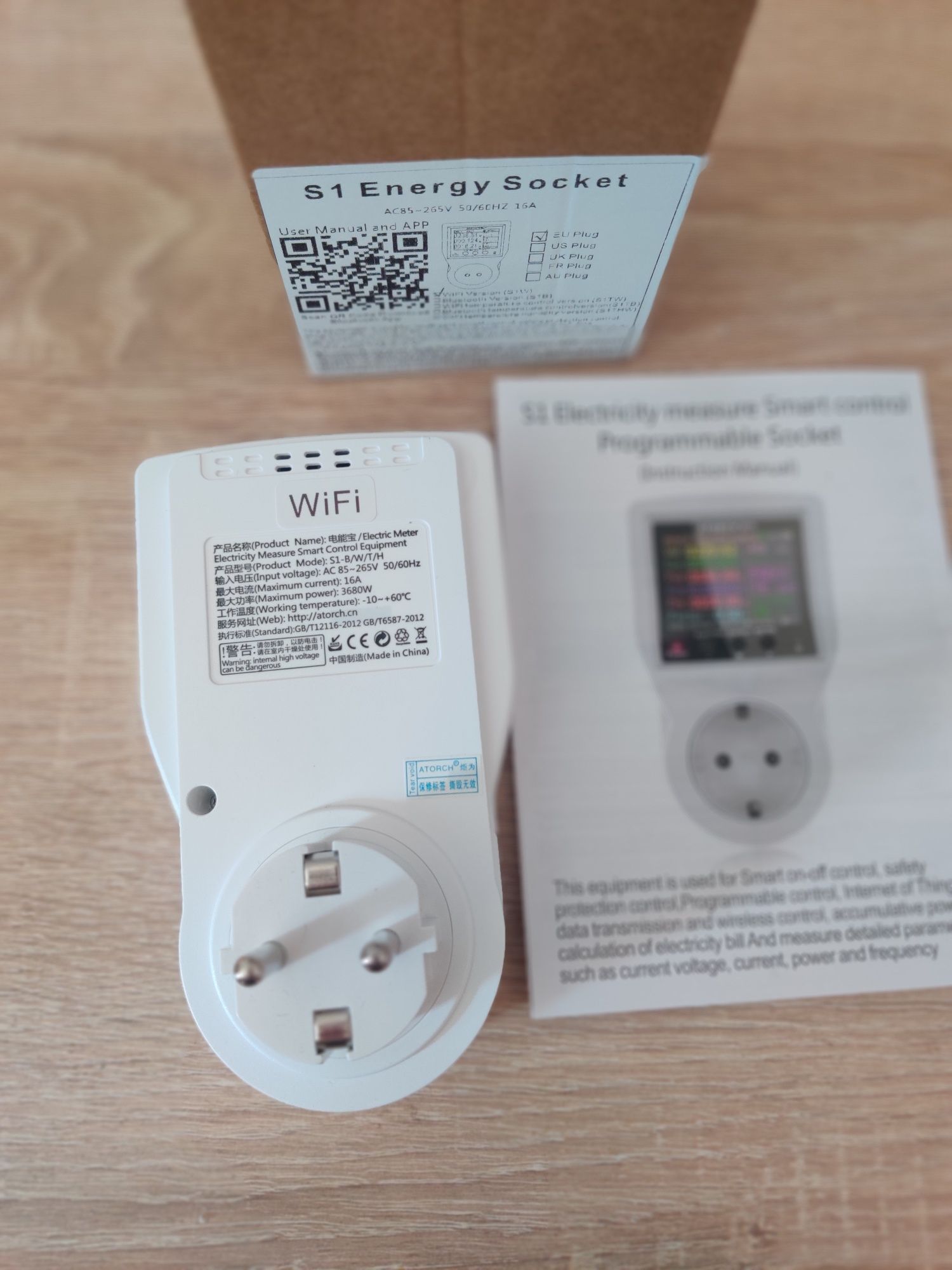 Розумна розетка, Енергометр побутовий Atorch S1 Wi-Fi