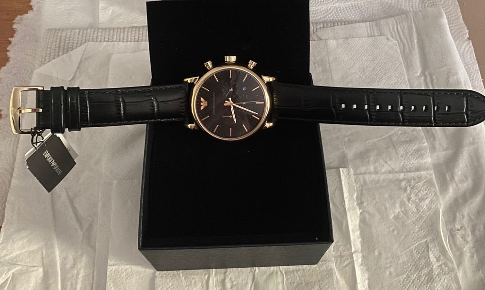 Okazja!! Orginalny Zegarek Emporio&Armani ZŁOTY, cały zestaw.