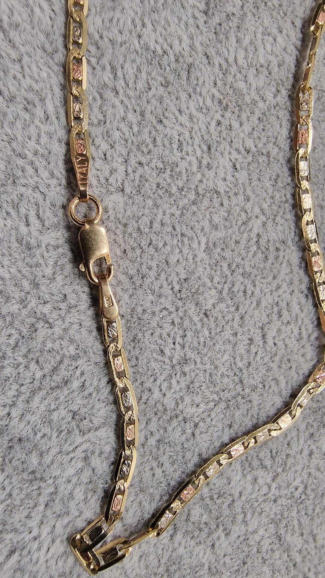 ZŁOTY łańcuszek 14K pr.585 46cm płaski 3 kolory złota Komis Czeladź