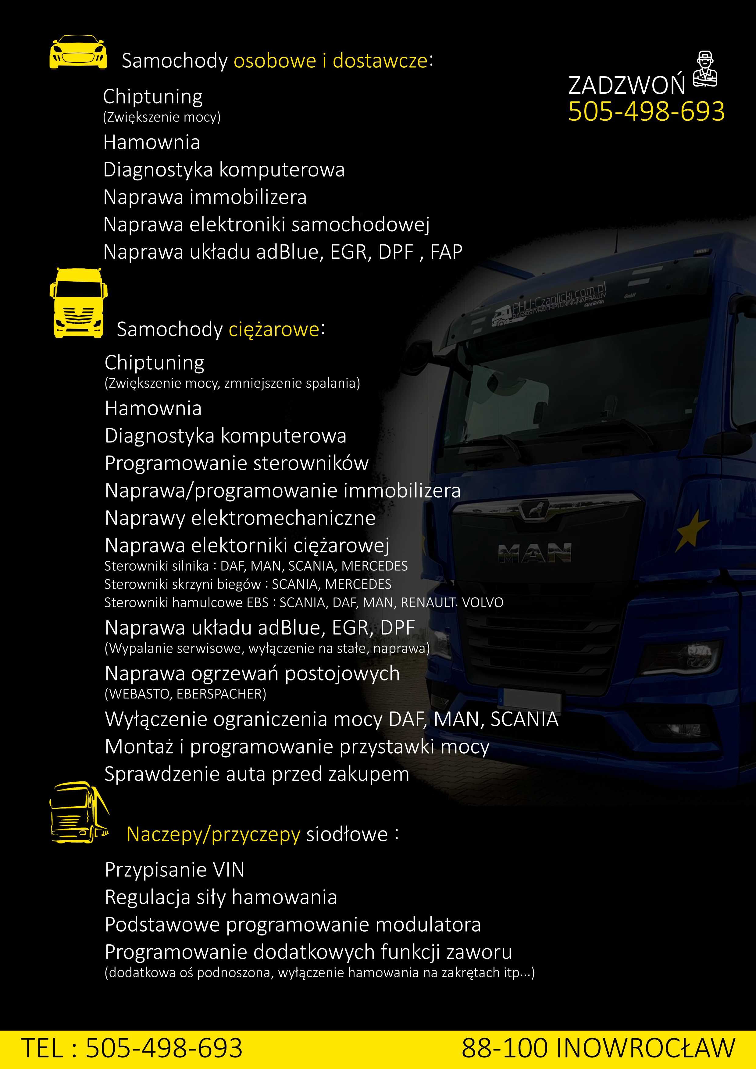 Chip Tuning zwiększenie mocy DAF XF106  440, 460 Euro 6