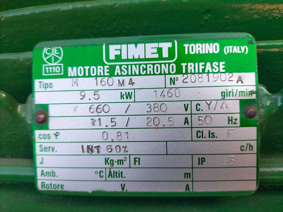 Silnik elektryczny 9,5kw.1460ob/min , łapowy,firmy Asincrono