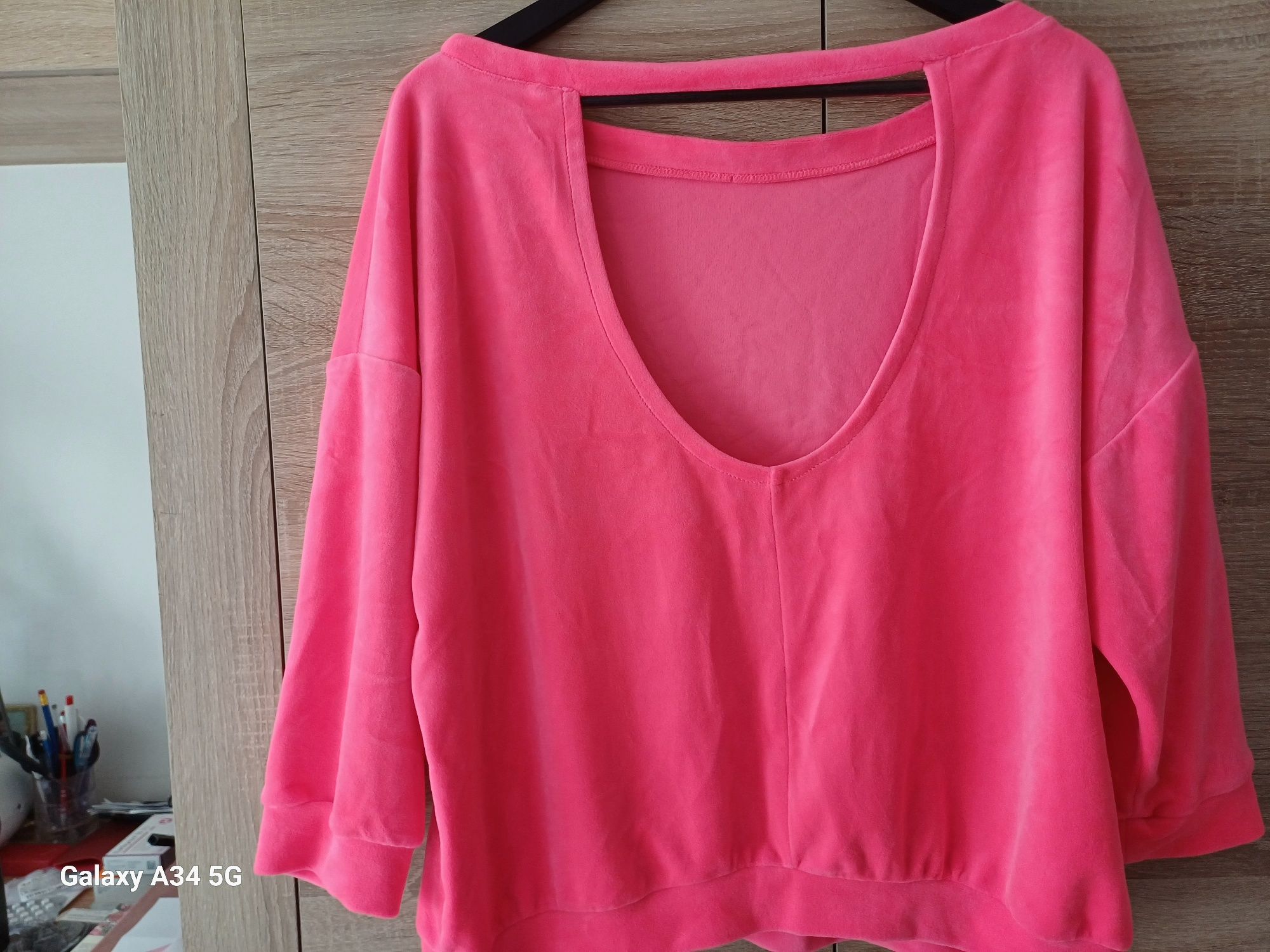 Welurowa bluza fluo,XL