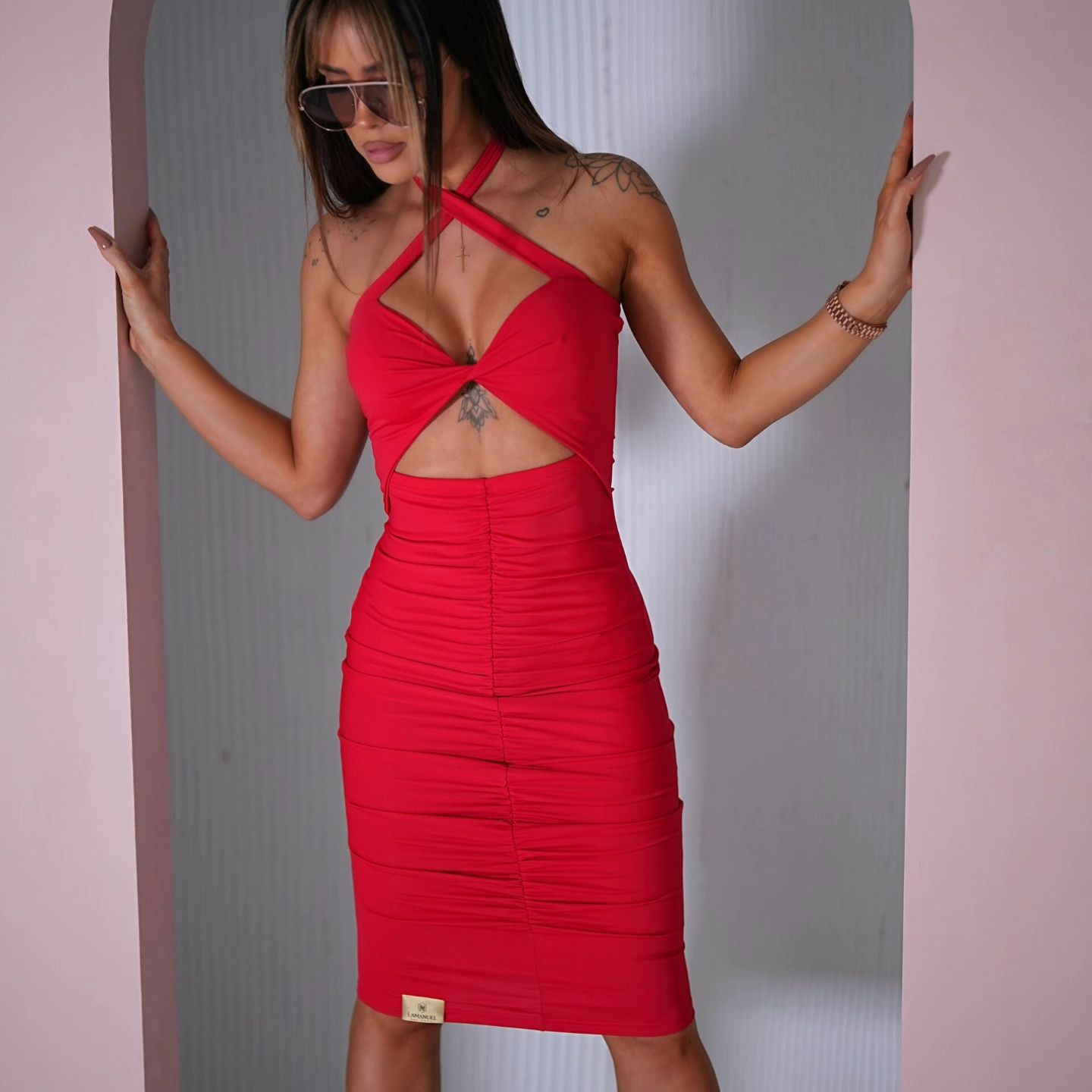 Sukienka La Manuel Hottest czerwona czarna XS S M L