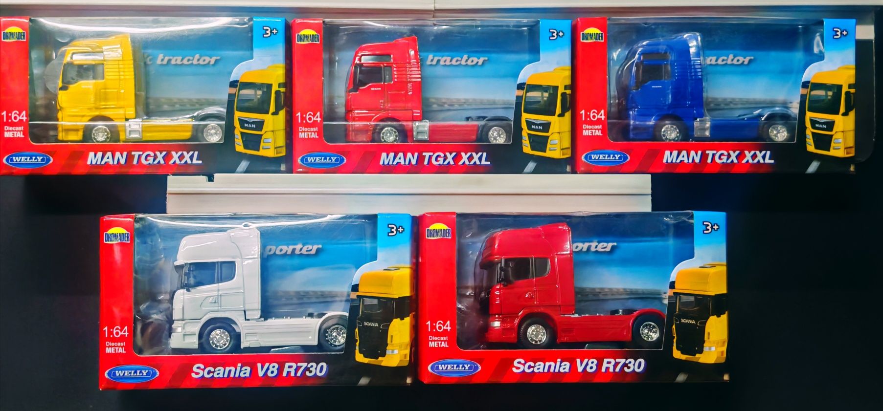 5x ciężarówka Welly Dromader Scania V8 R730 + MAN TGX XXL