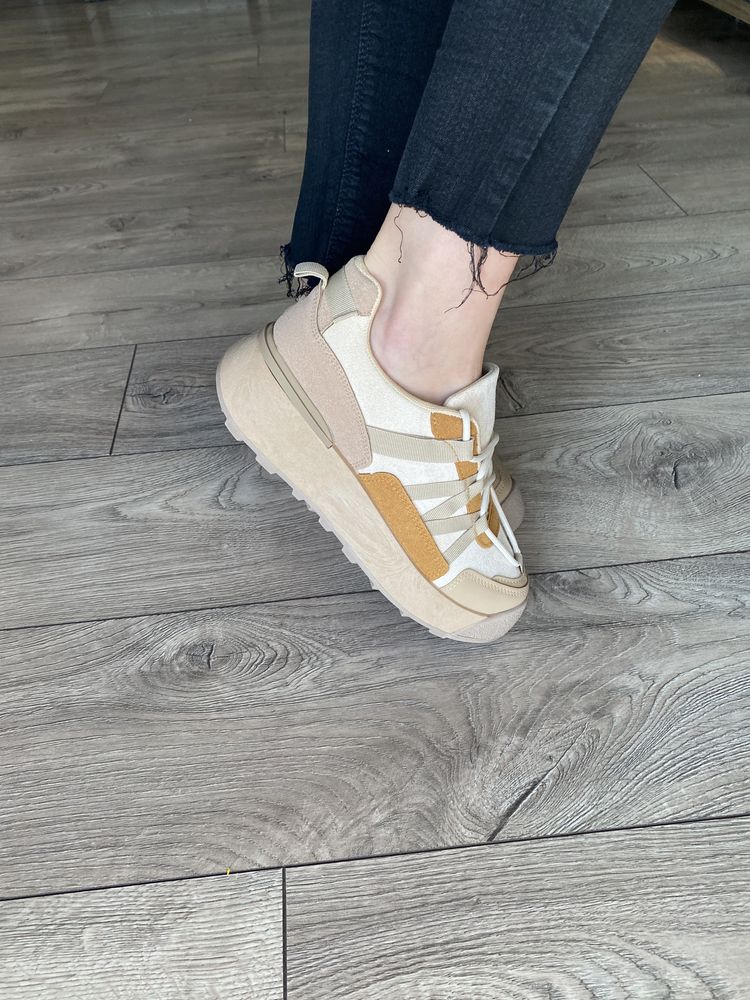 Nowe damskie sneakersy, camel, beż, 38, buty sportowe