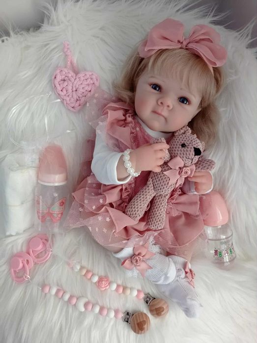 Lalka w typie reborn z wyprawką prezent lala cała winylowa blondynka