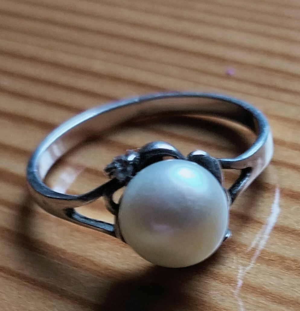 Кольцо серебро 925 проба с жемчугом