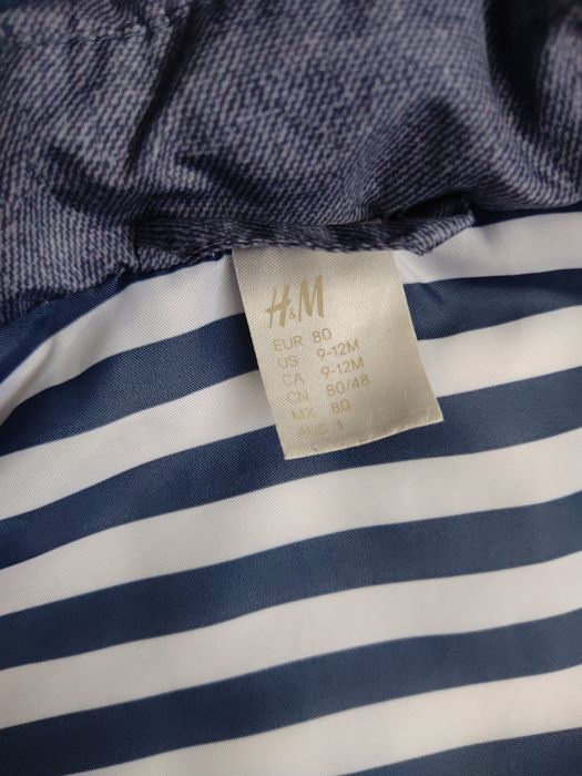 H&M 80 86 kamizelka bezrękawnik niebieski jesień wiosna odpinany kaptu