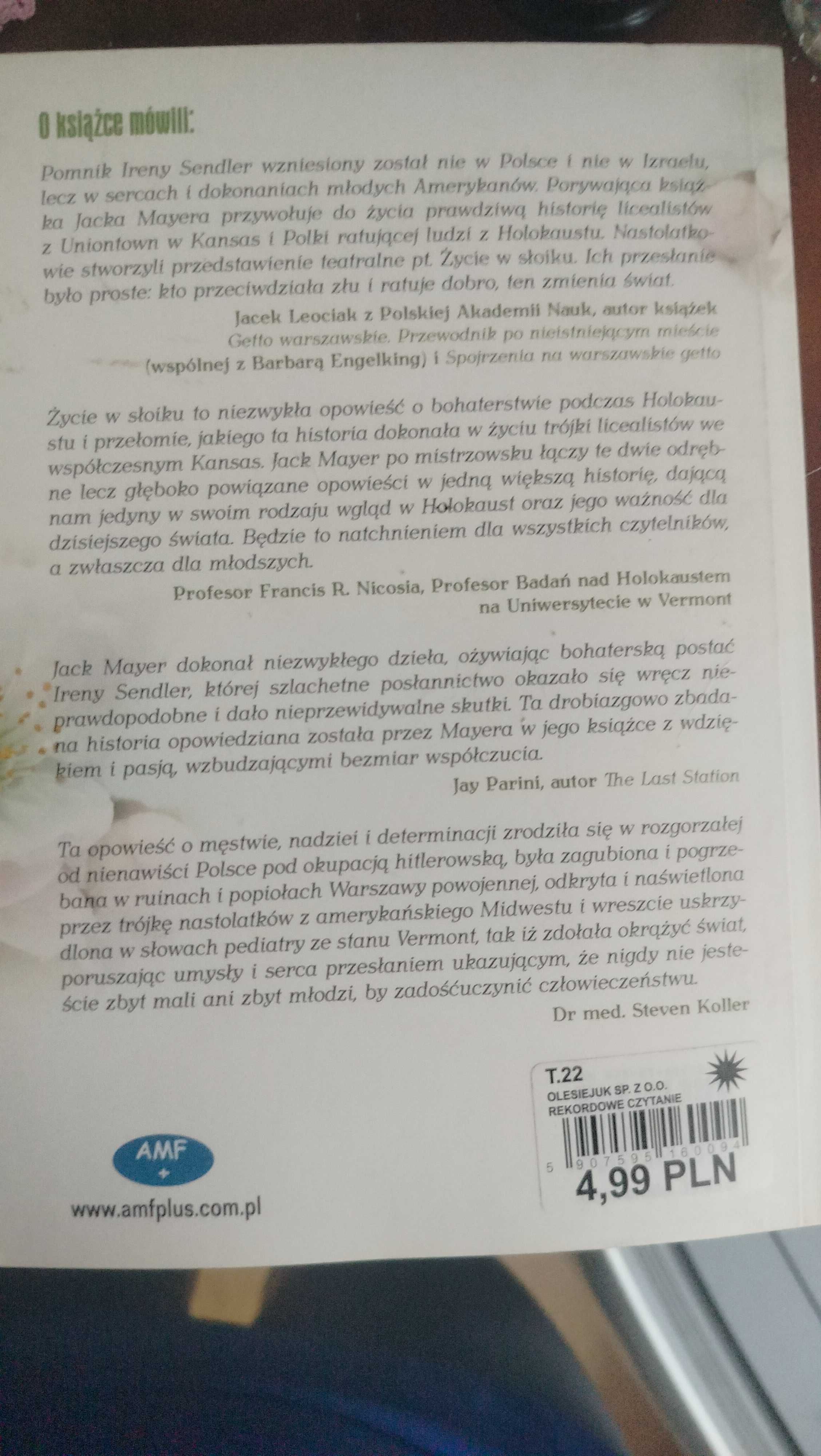 "Życie w słoiku" Ocalenie Ireny Sendler książka