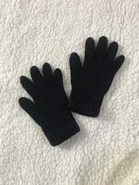 Czarne ciepłe rękawiczki zimowe z grubej dzianiny, uniseks
