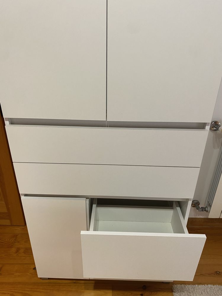 Armário branco, como novo, em mdf. Gavetas e prateleiras