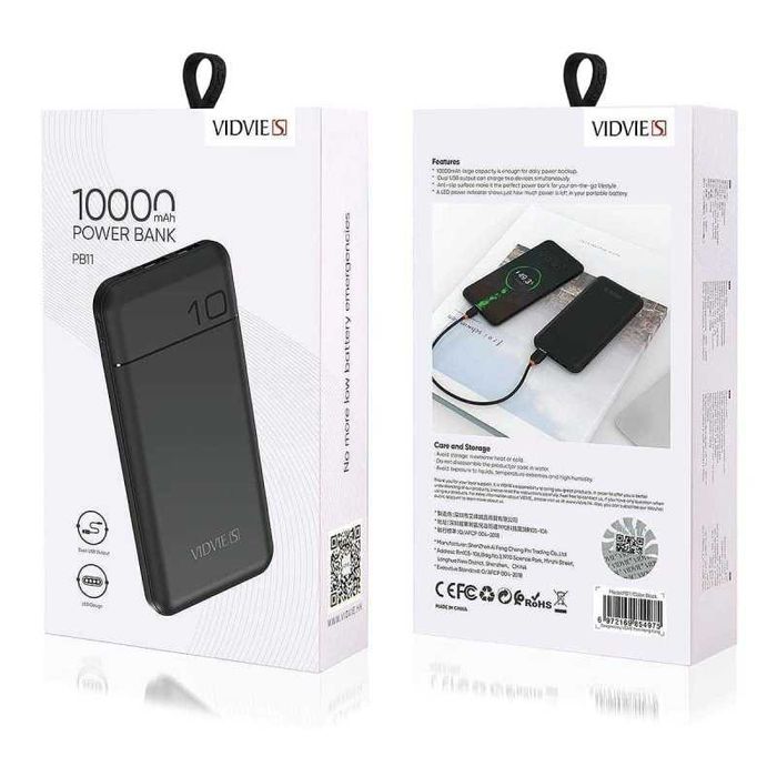Powerbank VIDVIE 10 000 mAh czarny PB11