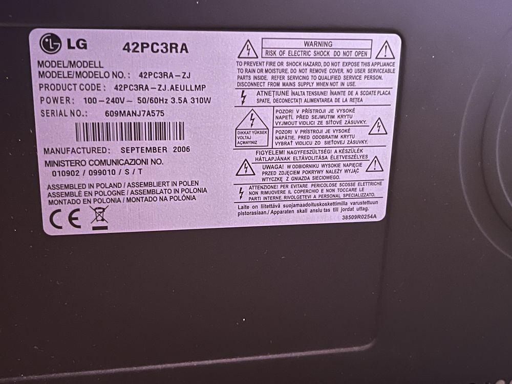 LG 42PC3RA telewizor plazmowy