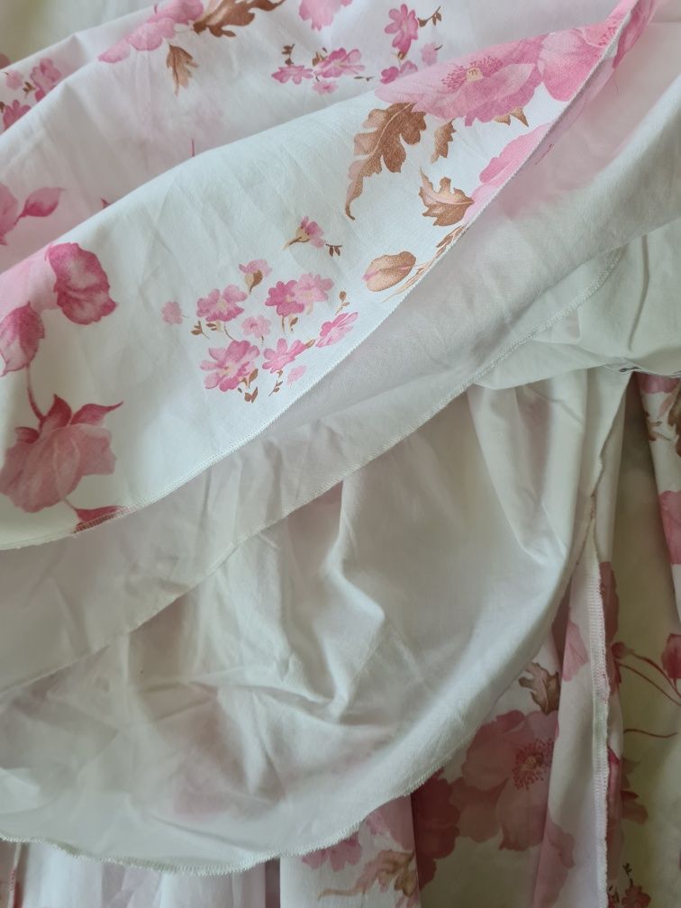 Sukienka midi Per Una 38 kwiaty falbany boho bawełna