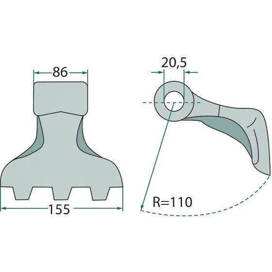 Bijak młotkowy RM-2 kosiarka bijakowa mulczarka Kuhn Willibald Nobili
