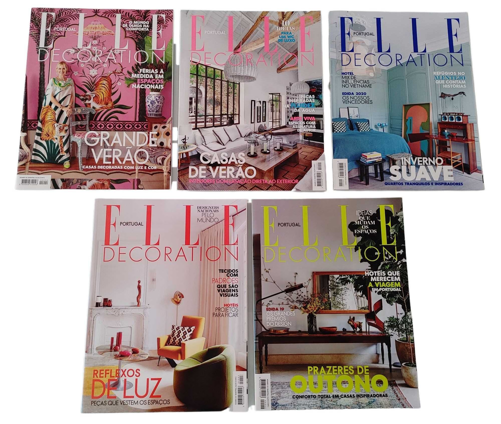Conjunto 5 revistas Elle Decoration Portugal (nº 1 a 5)