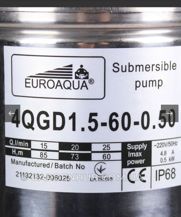 Шнековий глубинний насос Euroaqua 4QGD 1,5 -60