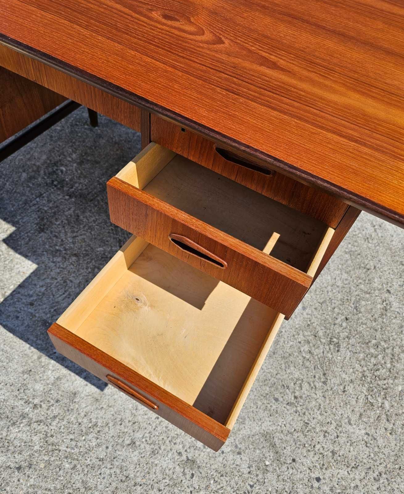 Biurko teak, tekowe, dwustronne, duński design, vintage, lata 60.