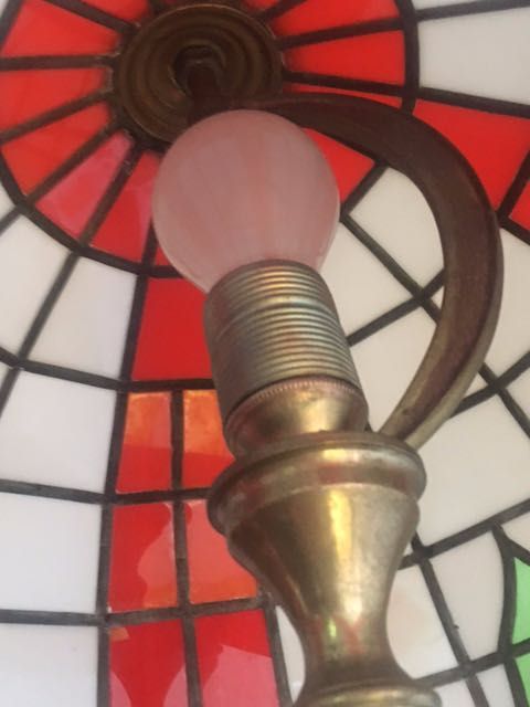 LAMPA STOJĄCA WITRAŻ na kamiennej nodze/ marmur Lampa TIFFANY